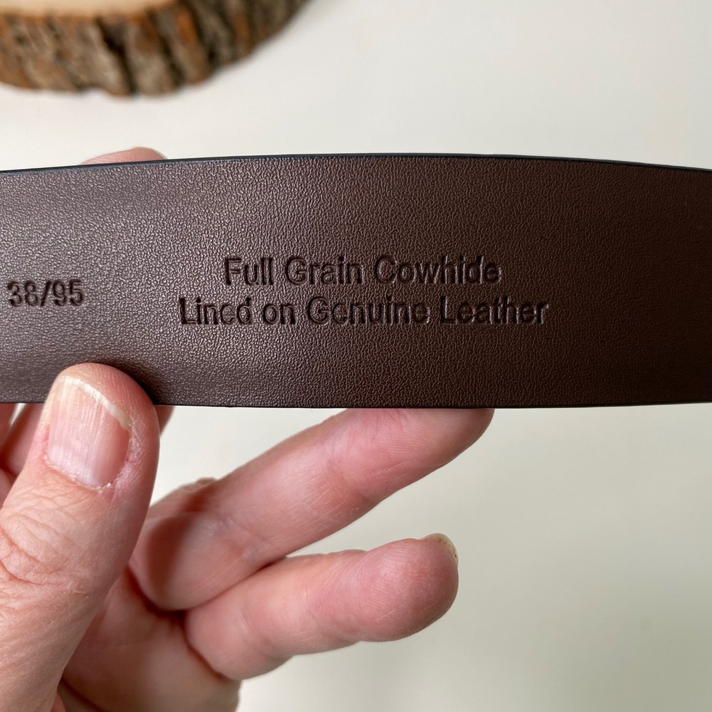 Cremieux Mens Black Full Grain Leather Dress Belt Size 38 Gunmetal Buckle - Picture 6 of 10